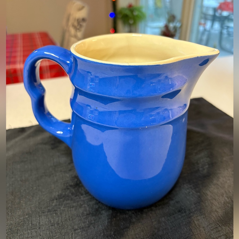 Vintage Oxford Stoneware Blue Pitcher Made In USS - Picture 1 of 8